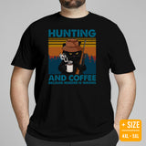 Hunting T-Shirt - Gifts for Hunters, Bow Hunters & Coffee Lovers - Grumpy Cat Merch - Hunting And Coffee Because Murder Is Wrong Shirt - Black, Plus Size