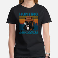 Hunting T-Shirt - Gifts for Hunters, Bow Hunters & Coffee Lovers - Grumpy Cat Merch - Hunting And Coffee Because Murder Is Wrong Shirt - Black, Women
