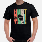 Hunting T-Shirt - Gifts for Hunters - Duck & Deer Hunting Season Shirt - Hunting Wisconsin Map Themed Retro Aesthetic Shirt - Black, Men