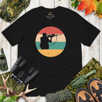 Hunting T-Shirt - Ideal Gifts for Hunters - Duck, Buck & Deer Antlers Hunting Season Shirt - Hunting Retro Aesthetic Shirt - Black