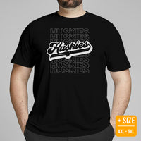 Huskies Mascot T-Shirt - Football Fanatic Vintage Graphic Shirt: Retro Style, Ideal Gifts for Football Fans & Supporters - Game Day Tee - Black, Plus Size