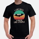 I Like Bats And Maybe 3 People T-Shirt - Flying Fox Shirt - Night Shift Shirt - Gift for Bat & Animal Lover - Biology & Zoology Shirt - Black, Men