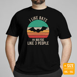 I Like Bats And Maybe 3 People T-Shirt - Flying Fox Shirt - Night Shift Shirt - Gift for Bat & Animal Lover - Biology & Zoology Shirt - Black, Plus Size