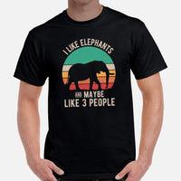 Elephant Tee Shirt - Mastodon Shirt - Gifts for Outdoorsmen, Campers, Nature & Animal Lovers - I Like Elephants And Maybe 3 People T-Shirt - Black, Men