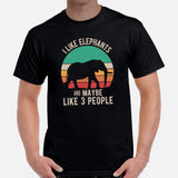 Elephant Tee Shirt - Mastodon Shirt - Gifts for Outdoorsmen, Campers, Nature & Animal Lovers - I Like Elephants And Maybe 3 People T-Shirt - Black, Men