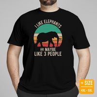 Elephant Tee Shirt - Mastodon Shirt - Gifts for Outdoorsmen, Campers, Nature & Animal Lovers - I Like Elephants And Maybe 3 People T-Shirt - Black, Plus Size