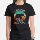 Elephant Tee Shirt - Mastodon Shirt - Gifts for Outdoorsmen, Campers, Nature & Animal Lovers - I Like Elephants And Maybe 3 People T-Shirt - Black, Men