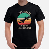 I Like Geckos & Maybe 3 People T-Shirt - Reptile Addict & Charm Shirt - Gift for Lizard Dad/Mom & Lovers - Amphibians, Lacertilia Shirt - Black, Men