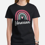 Ideal Back to School Gift for School Librarians - Vibrant Rainbow Librarian Groovy Short Sleeve T-Shirt - Embrace Your Bookish Style