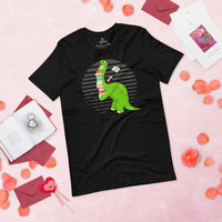 Ideal Book Lover Gift Cute Dinosaur Book Shirt - Fun and Quirky Short Sleeve Tee for Bookworms, Librarians, Avid Readers - Gift for Her - Black