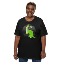 Ideal Book Lover Gift Cute Dinosaur Book Shirt - Fun and Quirky Short Sleeve Tee for Bookworms, Librarians, Avid Readers - Gift for Her - Black, Large Size for Overweight
