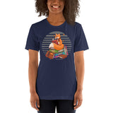 Ideal Book Lover Gift Cute Fox Reading Book Bookish Shirt for Bookworms, Librarians, Avid Readers, Fox and Nature Life Enthusiasts - Navy
