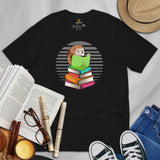 Ideal Book Lover Gift - Cute Hedgehog Reading Book T-Shirt - Adorable Porcupine Inspired Bookish Shirt for Bookworms, Librarians - Black