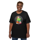 Bookish T-Shirt - Unique Presents, Gift Ideas for Book Lovers, Readers, Nature Lovers, Bookworms, Librarians - Cute Reading Hedgehog Shirt - Black, Large Size for Overweight