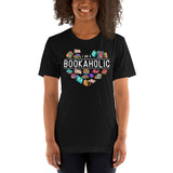 Ideal Book Lover Gift - I'm A Bookaholic Heart Short Sleeve T-Shirt - Bookish Gift for Bookworms, Librarians, Booktoks and Avid Readers - Black