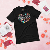 Ideal Book Lover Gift - I'm A Bookaholic Heart Short Sleeve T-Shirt - Bookish Gift for Bookworms, Librarians, Booktoks and Avid Readers  - Black