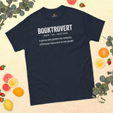 Ideal Book Lover Gift to Embrace Booktrovert Side Funny Booktrovert Definition Shirt for Bookworms, Librarians, Booktoks, Avid Readers - Navy