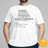 Bookish T-Shirt - Unique Presents, Gift Ideas for Book Lovers, Readers, Bookworms, Librarians - Abibliophobia Definition Booklovers T-Shirt -  Large Size for Overweight