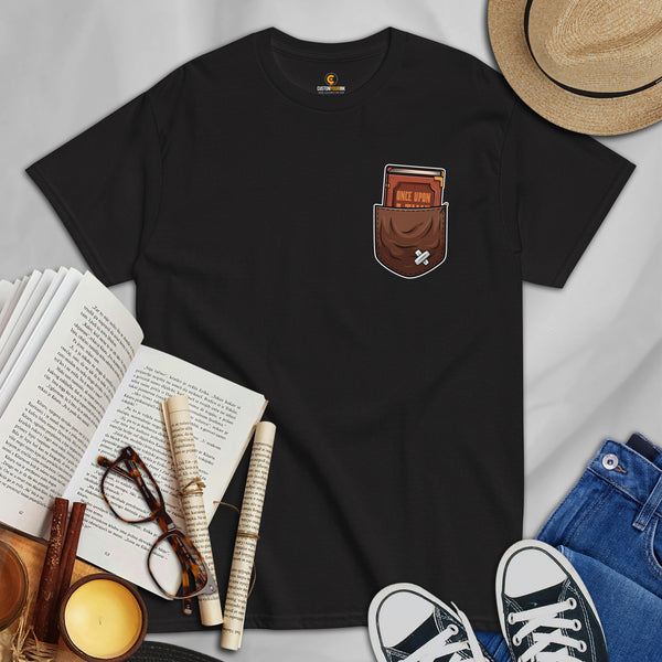 Ideal Book Lovers Gift Book in Pocket Reading Short Sleeve Tee for Bookish, Booktok, Bookworm, Avid Readers and Passionate Librarians - Black