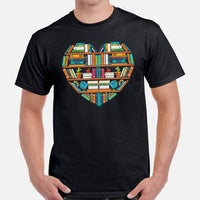 Ideal Book Lovers Gift Bookshelf Heart Bookish Love-Inspired Shirt for Bookworm, Booktok, Passionate Librarians and Avid Readers