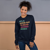 Bookish Sweatshirt - Presents, Gift Ideas for Book Lovers, Readers, Bookworms, Librarians - A Good Day To Read A Banned Book Sweatshirt - Navy