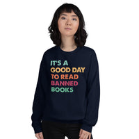 Bookish Sweatshirt - Presents, Gift Ideas for Book Lovers, Readers, Bookworms, Librarians - A Good Day To Read A Banned Book Sweatshirt - Navy, Women