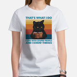 Ideal Bookish Gift for Book Lovers, Grumpy Cat Lovers - Vintage That's What I Do I Live With Stupid People And I Know Things Shirt - White, Women