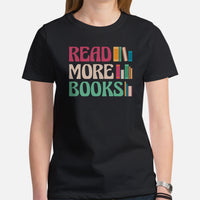 Bookish T-Shirt - Unique Presents, Gift Ideas for Book Lovers, Readers, Bookworms, Librarians - Booklovers Tee - Read More Books Shirt - Black, Women