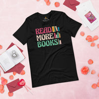 Ideal Bookish Gift for Book Nerds, Book Lovers | Vintage Motivational Read More Books T-Shirt for Bookworms, Avid Readers, Librarians - Black