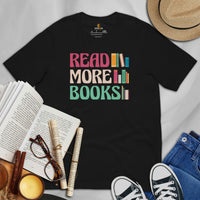 Bookish T-Shirt - Unique Presents, Gift Ideas for Book Lovers, Readers, Bookworms, Librarians - Booklovers Tee - Read More Books Shirt - Black