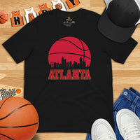 Ideal Christmas Gift for Basketball Lover, Coach & Player - Senior Night, Game Outfit & Attire - Atlanta Skyline B-ball Fanatic T-Shirt - Black