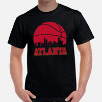 Ideal Christmas Gift for Basketball Lover, Coach & Player - Senior Night, Game Outfit & Attire - Atlanta Skyline B-ball Fanatic T-Shirt - Black, Men