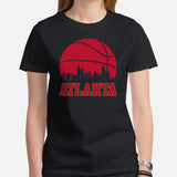 Ideal Christmas Gift for Basketball Lover, Coach & Player - Senior Night, Game Outfit & Attire - Atlanta Skyline B-ball Fanatic T-Shirt - Black, Women