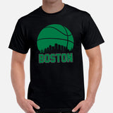 Ideal Christmas Gift for Basketball Lover, Coach & Player - Senior Night, Game Outfit & Attire - Boston Skyline B-ball Fanatic T-Shirt - Black, Men