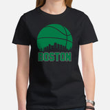 Ideal Christmas Gift for Basketball Lover, Coach & Player - Senior Night, Game Outfit & Attire - Boston Skyline B-ball Fanatic T-Shirt - Black, Women