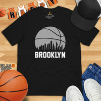 Ideal Christmas Gift for Basketball Lover, Coach & Player - Senior Night, Game Outfit & Attire - Brooklyn Skyline B-ball Fanatic Shirt - Black