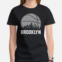 Ideal Christmas Gift for Basketball Lover, Coach & Player - Senior Night, Game Outfit & Attire - Brooklyn Skyline B-ball Fanatic Shirt - Black, Women