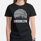 Ideal Christmas Gift for Basketball Lover, Coach & Player - Senior Night, Game Outfit & Attire - Brooklyn Skyline B-ball Fanatic Shirt - Black, Women