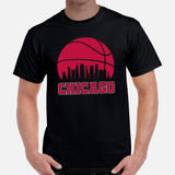 Ideal Christmas Gift for Basketball Lover, Coach & Player - Senior Night, Game Outfit & Attire - Chicago Skyline B-ball Fanatic T-Shirt - Black, Men