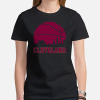 Ideal Christmas Gift for Basketball Lover, Coach & Player - Senior Night, Game Outfit & Attire - Cleveland Skyline B-ball Fanatic Shirt - Black, Women