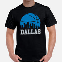 Ideal Christmas Gift for Basketball Lover, Coach & Player - Senior Night, Game Outfit & Attire - Dallas Skyline B-ball Fanatic T-Shirt - Black, Men
