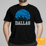 Ideal Christmas Gift for Basketball Lover, Coach & Player - Senior Night, Game Outfit & Attire - Dallas Skyline B-ball Fanatic T-Shirt - Black, Plus Size