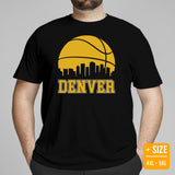 Ideal Christmas Gift for Basketball Lover, Coach & Player - Senior Night, Game Outfit & Attire - Denver Skyline B-ball Fanatic T-Shirt - Black, Plus Size