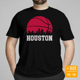 Ideal Christmas Gift for Basketball Lover, Coach & Player - Senior Night, Game Outfit & Attire - Houston Skyline B-ball Fanatic T-Shirt - Black, Plus Size