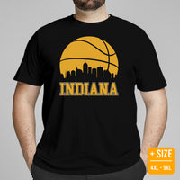 Ideal Christmas Gift for Basketball Lover, Coach & Player - Senior Night, Game Outfit & Attire - Indiana Skyline B-ball Fanatic T-Shirt - Black, Plus Size