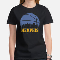 Ideal Christmas Gift for Basketball Lover, Coach & Player - Senior Night, Game Outfit & Attire - Memphis Skyline B-ball Fanatic T-Shirt - Black, Women