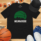 Ideal Christmas Gift for Basketball Lover, Coach & Player - Senior Night, Game Outfit & Attire - Milwaukee Skyline B-ball Fanatic Shirt - Black