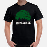 Ideal Christmas Gift for Basketball Lover, Coach & Player - Senior Night, Game Outfit & Attire - Milwaukee Skyline B-ball Fanatic Shirt - Black, Men