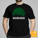 Ideal Christmas Gift for Basketball Lover, Coach & Player - Senior Night, Game Outfit & Attire - Milwaukee Skyline B-ball Fanatic Shirt - Black, Plus Size
