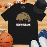 Ideal Christmas Gift for Basketball Lover, Coach & Player - Senior Night, Game Outfit & Attire - New Orleans Skyline B-ball Fanatic Tee - Black